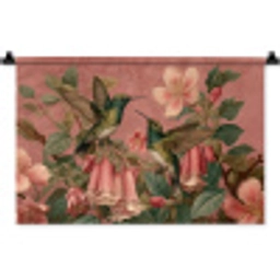 Kolibries - Bloemen - Groen - Roze Wandkleed katoen klein -zz3d