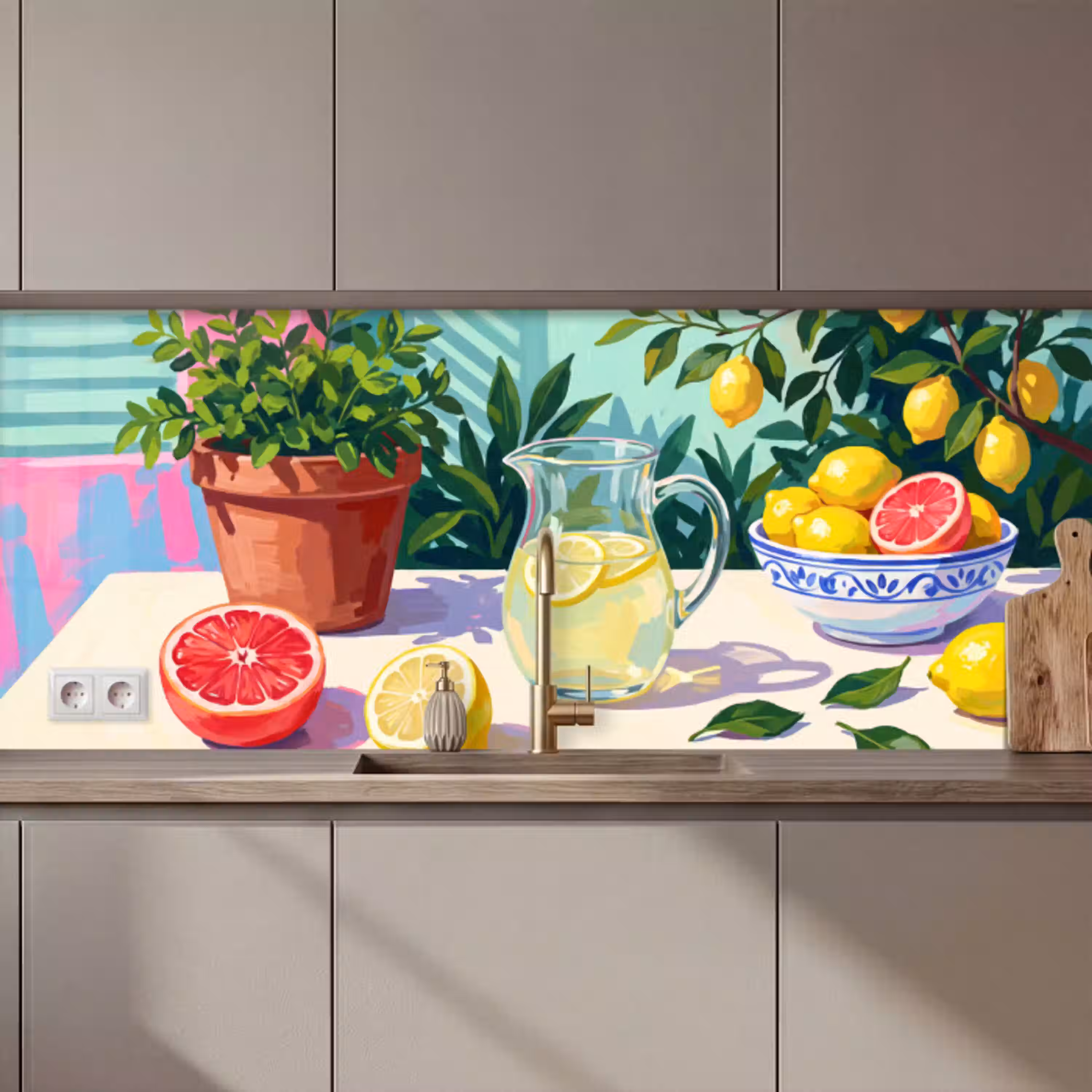 Citroen limonade zomer keuken achterwand 2 middel zz_3dshopping