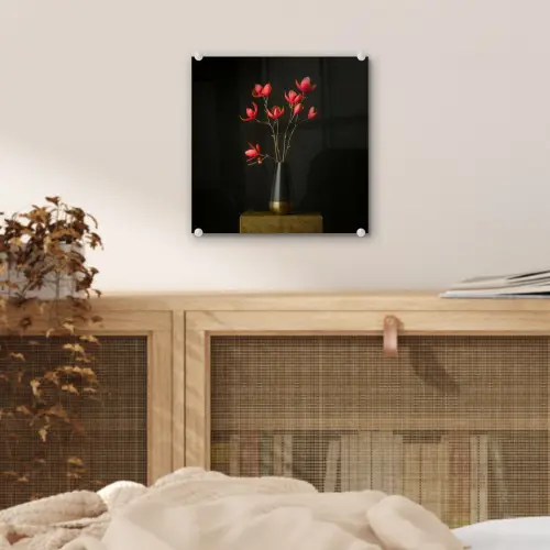Rode - Bloemen - Vaas plexiglas 5mm klein -sfeer4
