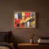 Abstracte kunst - Goud - Zwart Light Box met batterij (Wandlamp) middel -sfeer4