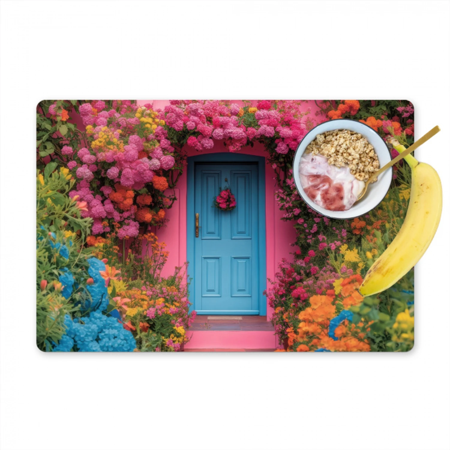 Bloemen - Deur - Roze Placemat vinyl groot -zzzproduct_Kitchenyeah-website