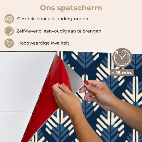 Modern - Patroon - Blauw keuken achterwand spatscherm klein 900 -spatscherm_NL