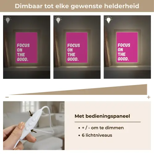 Focus on the good - Roze - Simple Light Box met kabel (Tafellamp) klein -USP_dimbaarNL