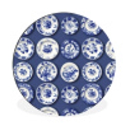 Borden - Floraal - Blauw Wandcirkel aluminium klein 190 -3d