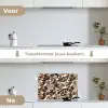 Camouflage - Patroon - Beige - Bruin keuken achterwand spatscherm klein 900 -voor_na_NL
