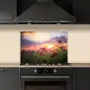 Bloemen - Roze - Zonsondergang - Natuur - Weide - Horizon keuken achterwand spatscherm klein -sfeer1