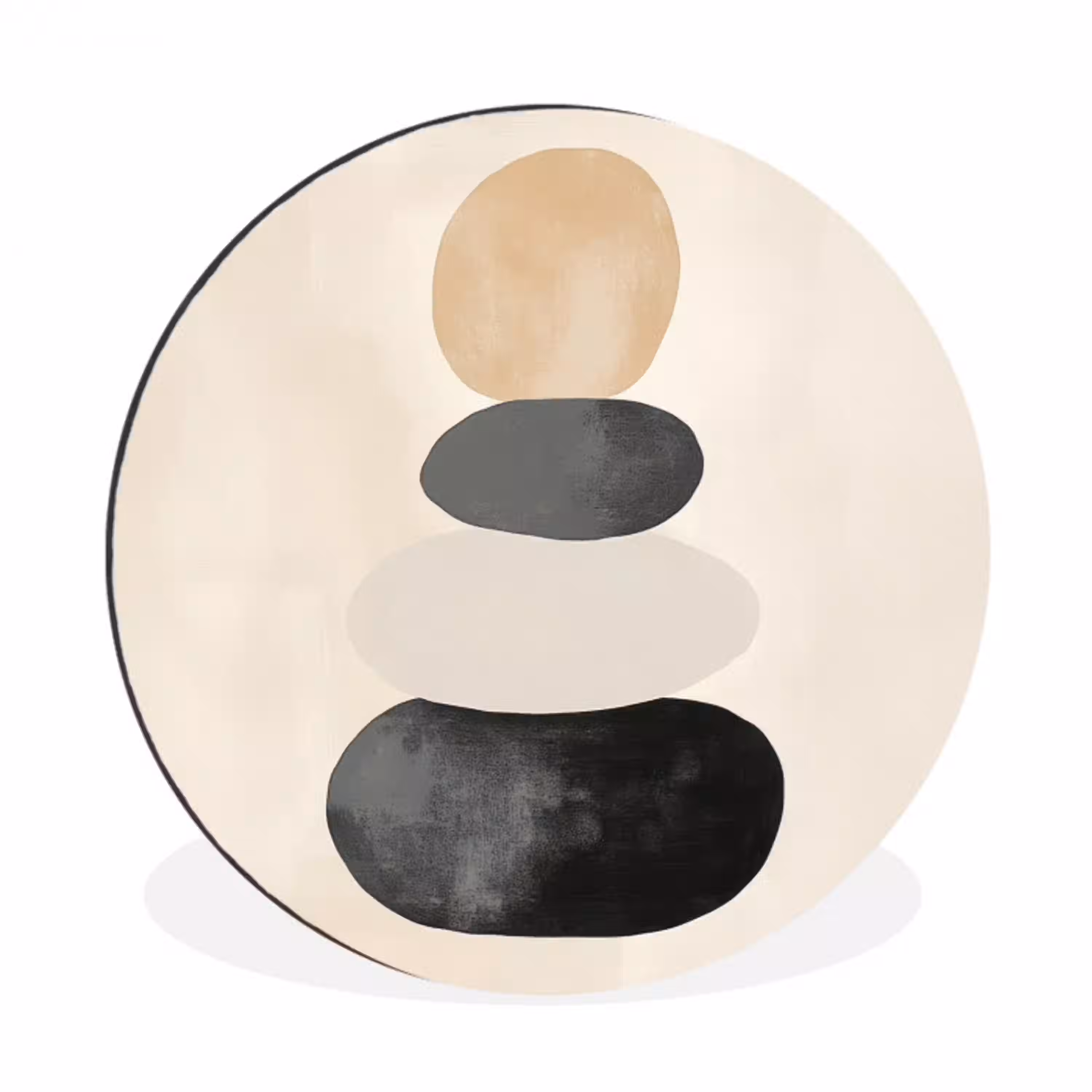 Japandi - Wabi sabi - Beige Wandcirkel aluminium klein -3d
