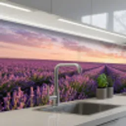 Landschap - Lavendelveld - Paars keuken achterwand 2 middel -3d_schuin