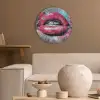 Lippen - Felroze - Graffiti - Verfstrepen Akoestische PET Vilt - Rond klein -sfeer1