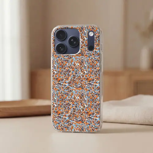 Blauw - Waterverf - Chaos Telefoonhoesje iPhone 17 Pro klein 878 -sfeer2