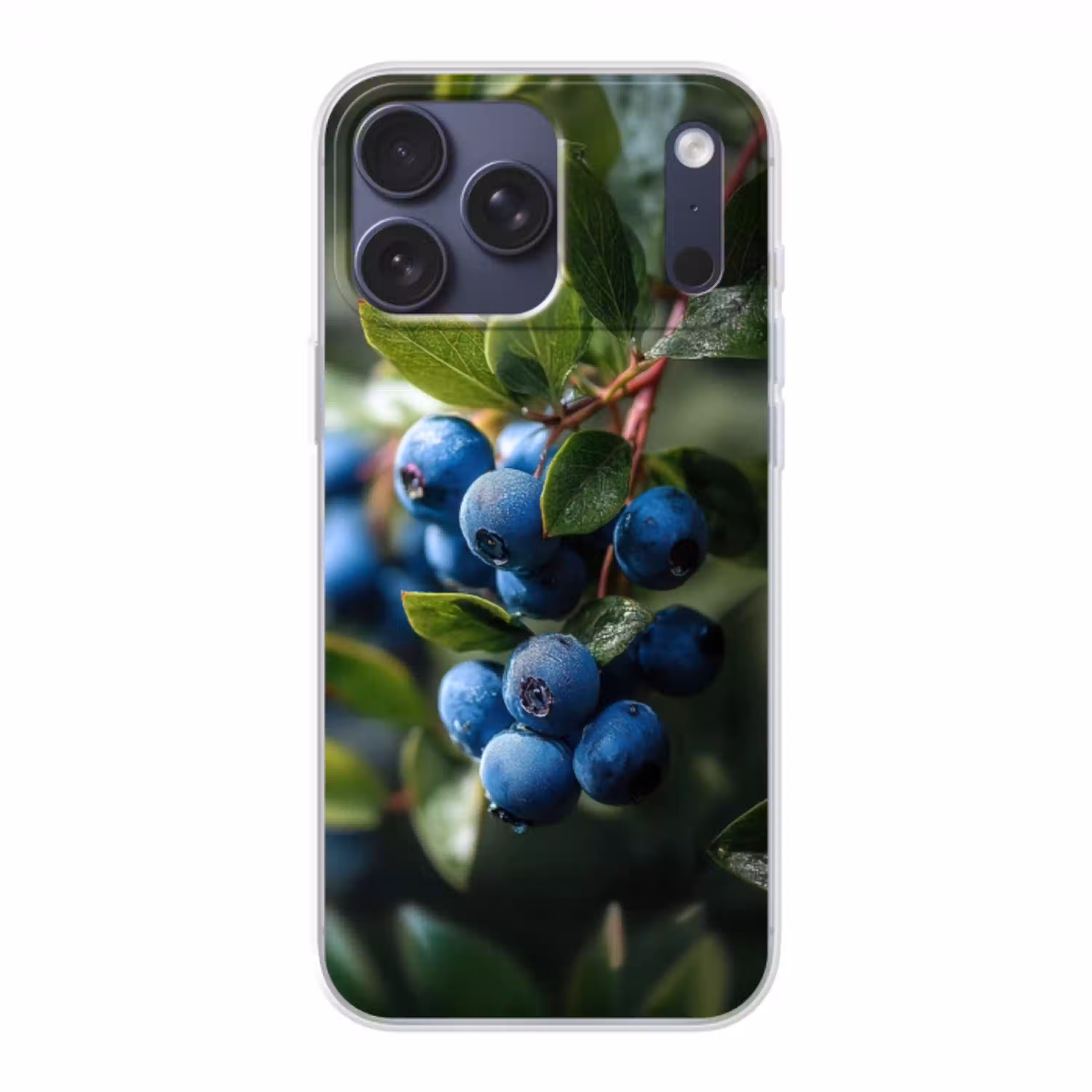 Blauwe bessen - Dauwdruppels - Natuurlijk licht Telefoonhoesje iPhone 17 Pro Max klein -3d