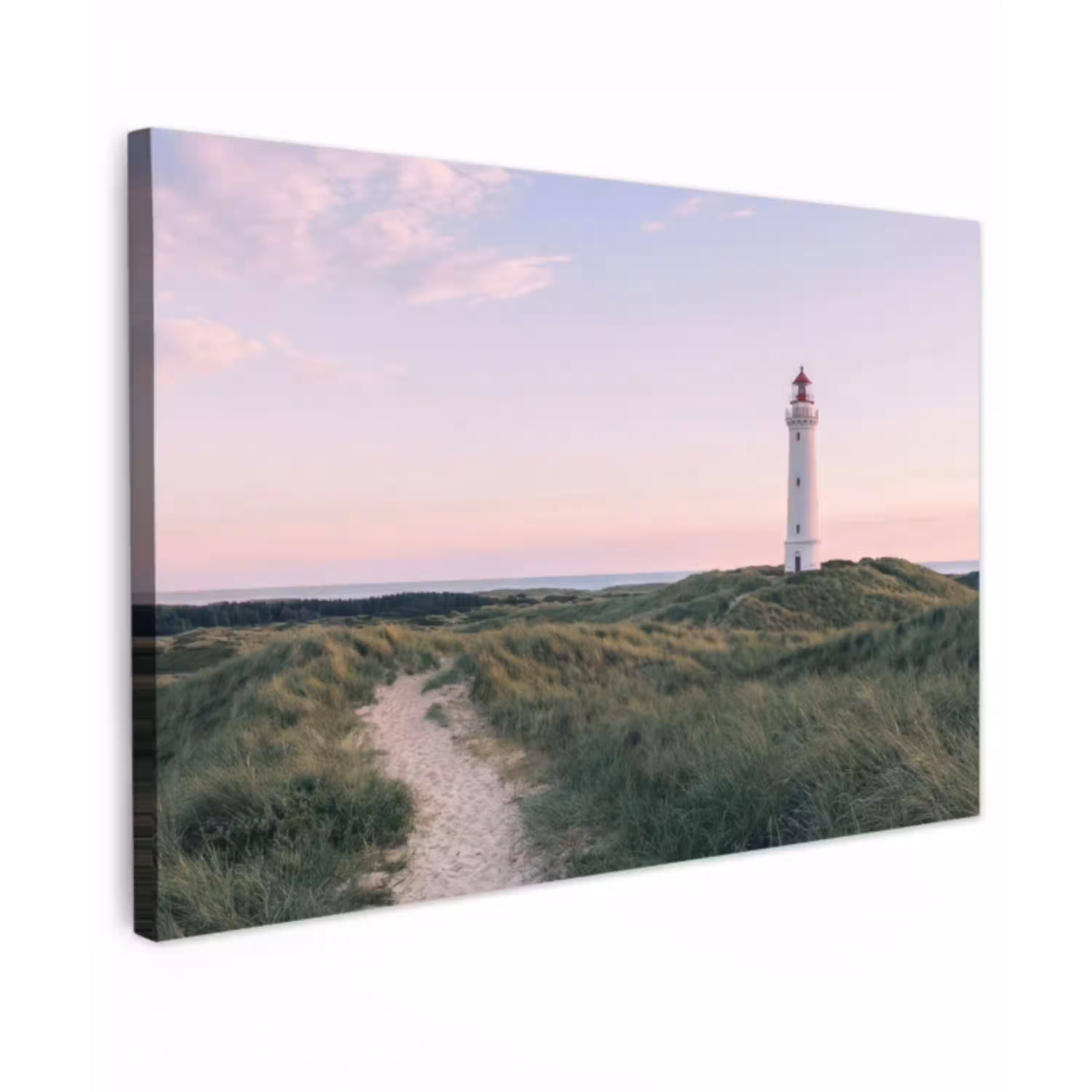 Vuurtoren - Duinlandschap - Zee Tuinposter op houten frame 2 cm dik klein -3d