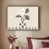 Vaas - Geruit - Groen - Bloem Textielframe zwart klein -sfeer1