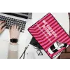 Roze - Strepen - Koffie - Maandag laptophoes neopreen klein -bureau