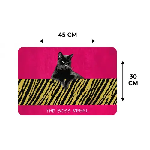 Kat - Baas - Roze - Tijgerprint Placemat vinyl groot -specs