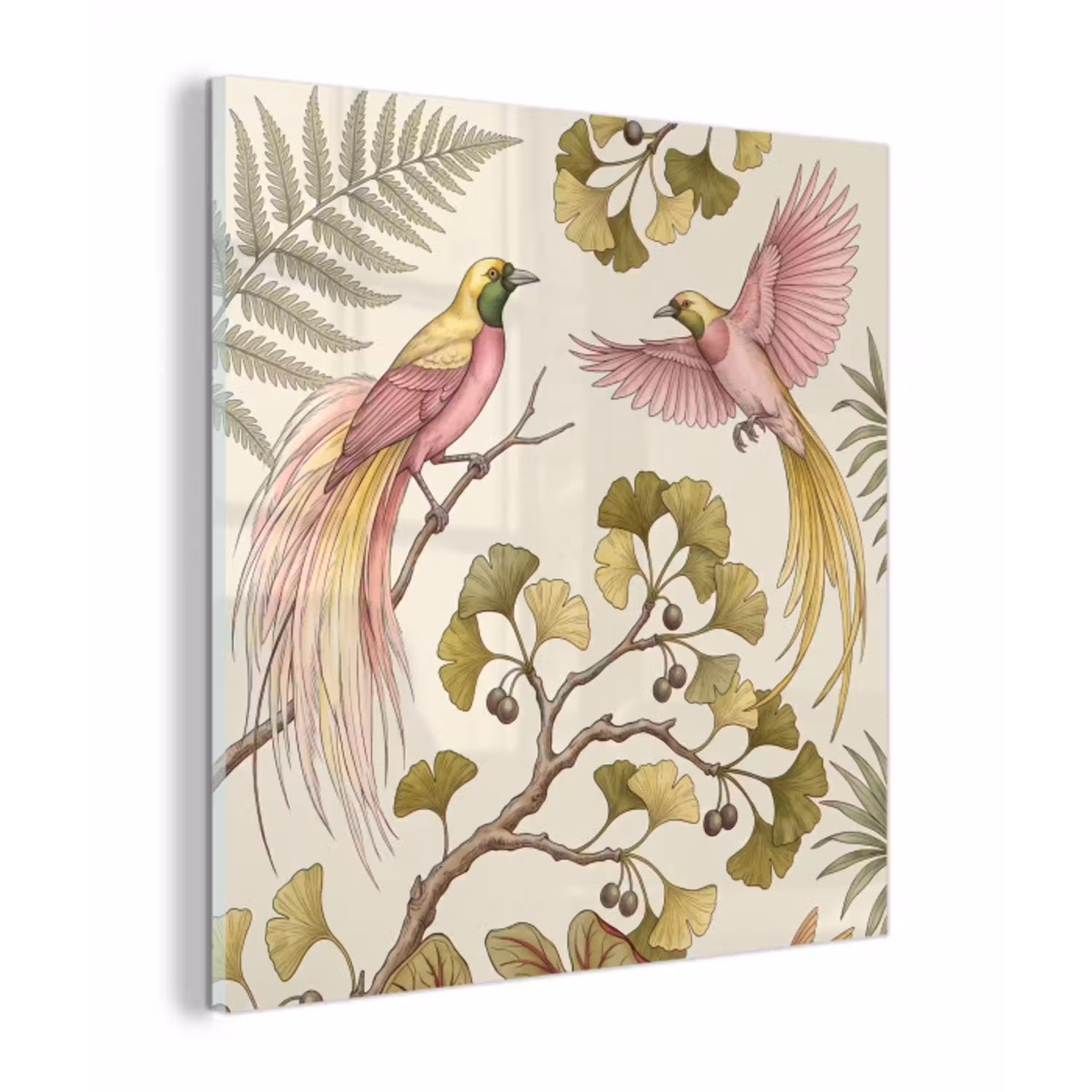Vogels - Tropisch - Botanisch - Roze plexiglas 5mm klein -z3d
