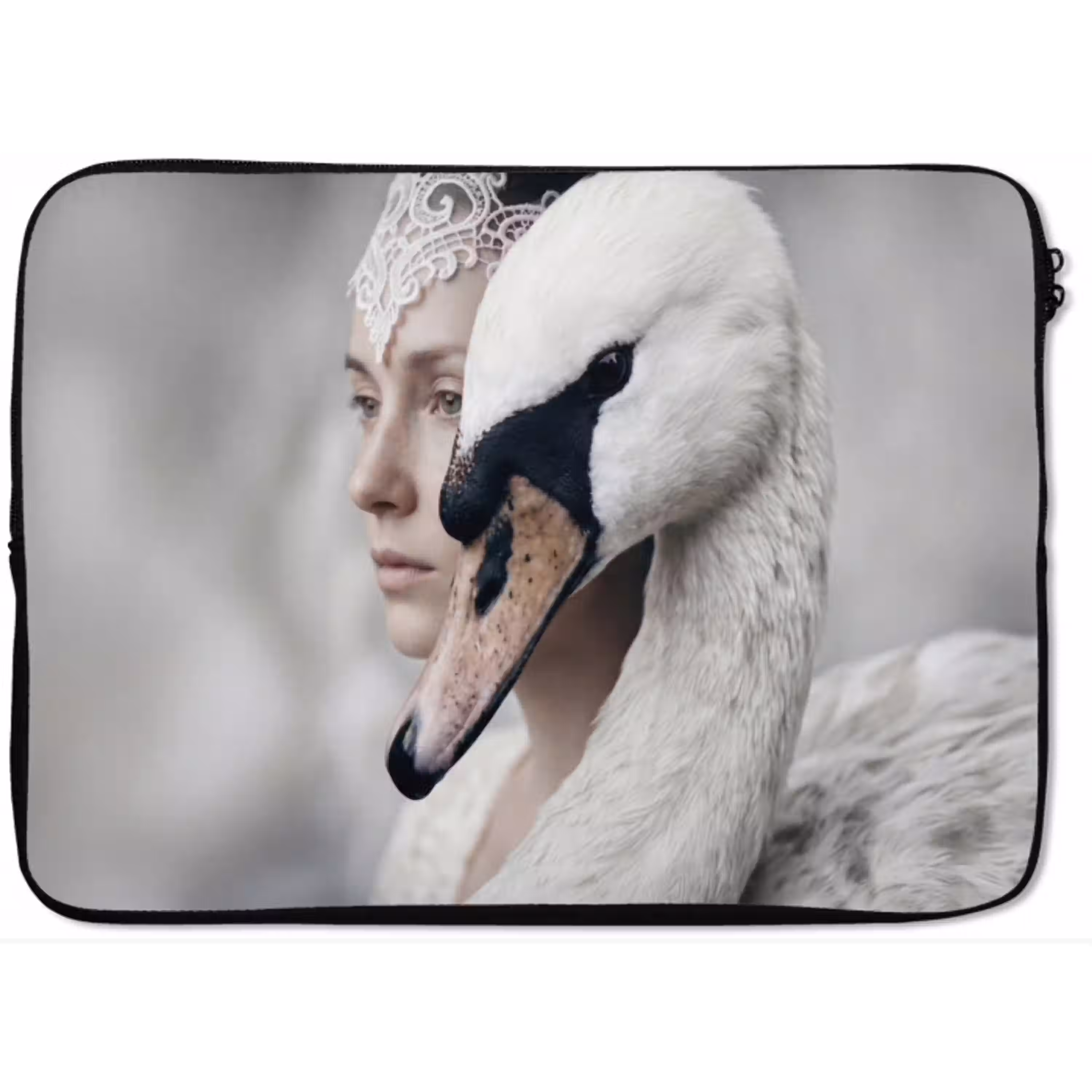 Vrouw - Zwaan - Wit laptophoes neopreen klein -zkaufland3dotto