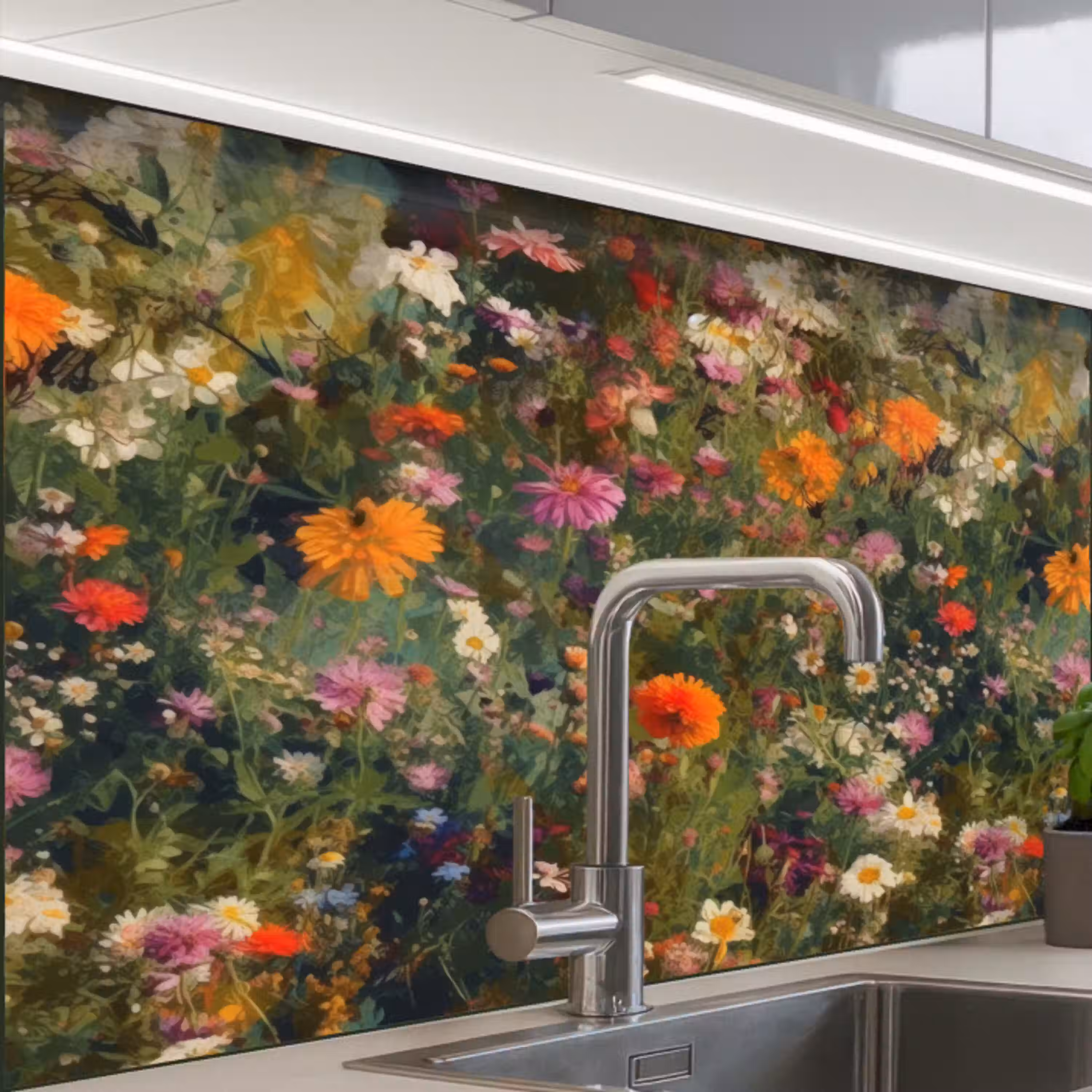 Bloemenveld - Kleuren - Verf keuken achterwand 2 middel 865 -zzzz3d_schuin