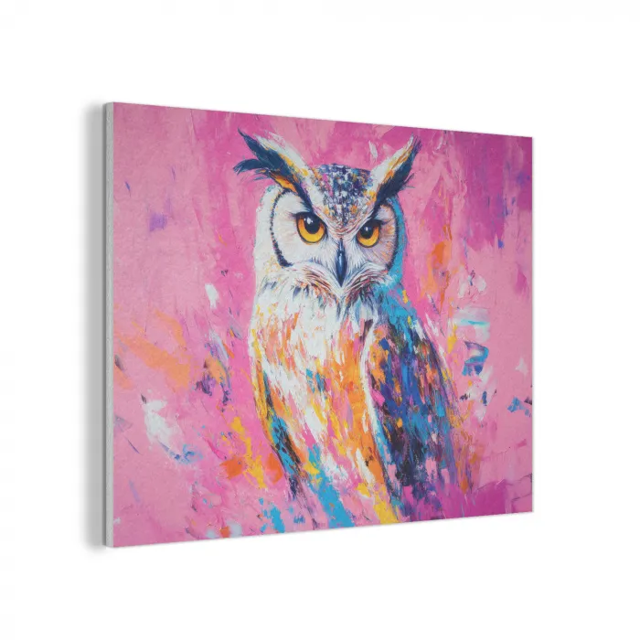 Uil - Roze - Blauw - Verf - Abstract PET vilt klein -3d