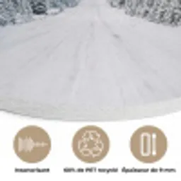Weg - Sneeuw - Naaldbos - Winter - Avontuurlijk Akoestische PET Vilt - Rond klein -closeup_FR