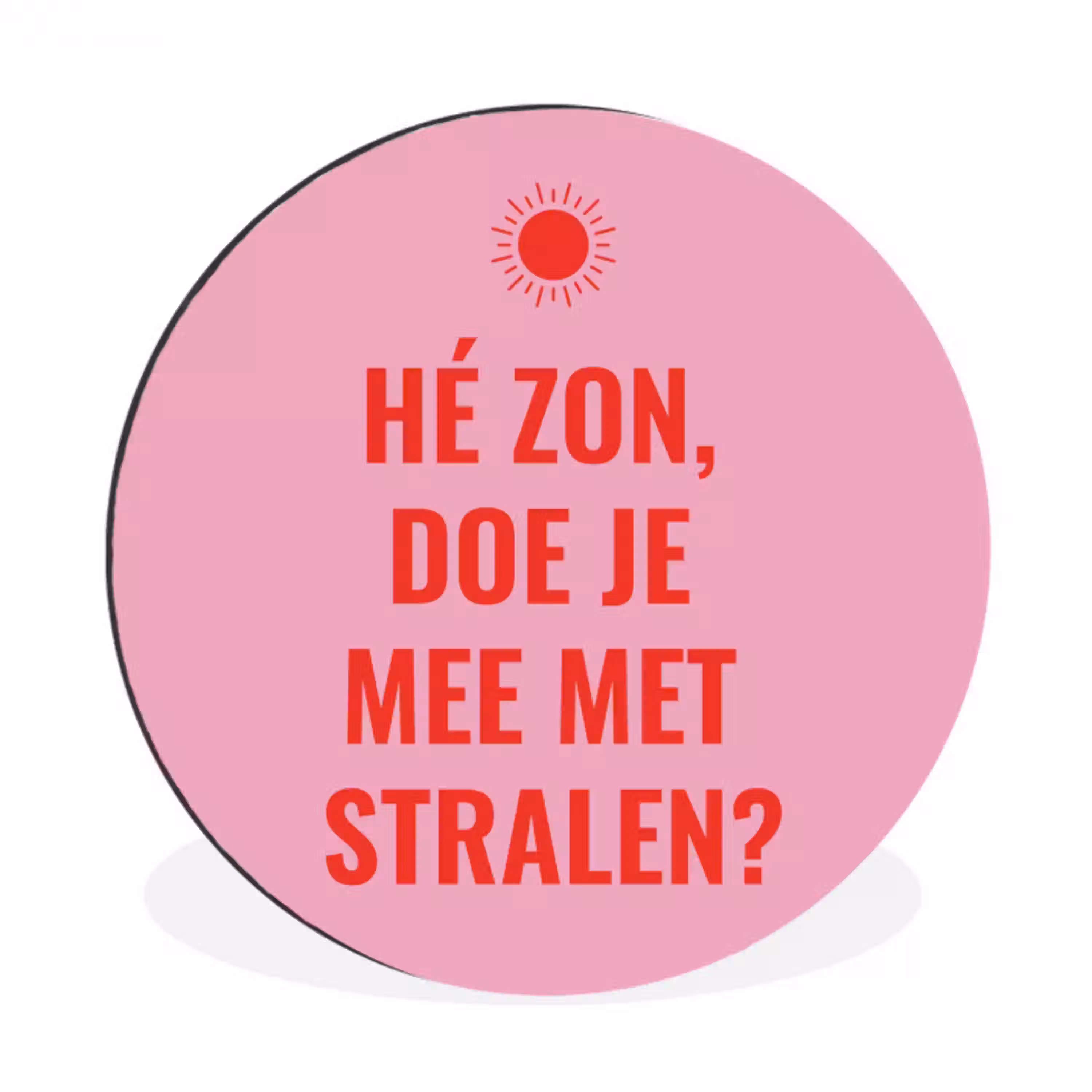 Roze - Zon - Quote Wandcirkel aluminium klein -3d