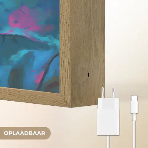 Portret - Sigaret - Kleurrijk - Bril Light Box met batterij (Wandlamp) middel -USP_websiteoplaadbaarNL