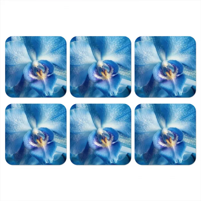 Blauw - Orchidee - Elegeant onderzetter kurk middel -3d