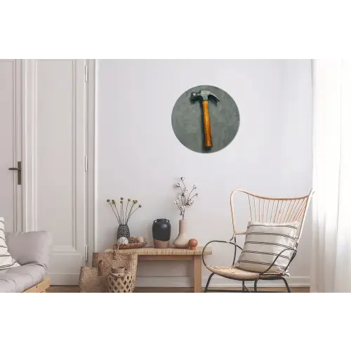 Hamer - Schilderij - Gereedschap Wandcirkel aluminium klein -woonkamer