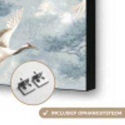 Wolken - Kraanvogels - Blauw Textielframe zwart klein 947 -USP_ophangsysteemNL