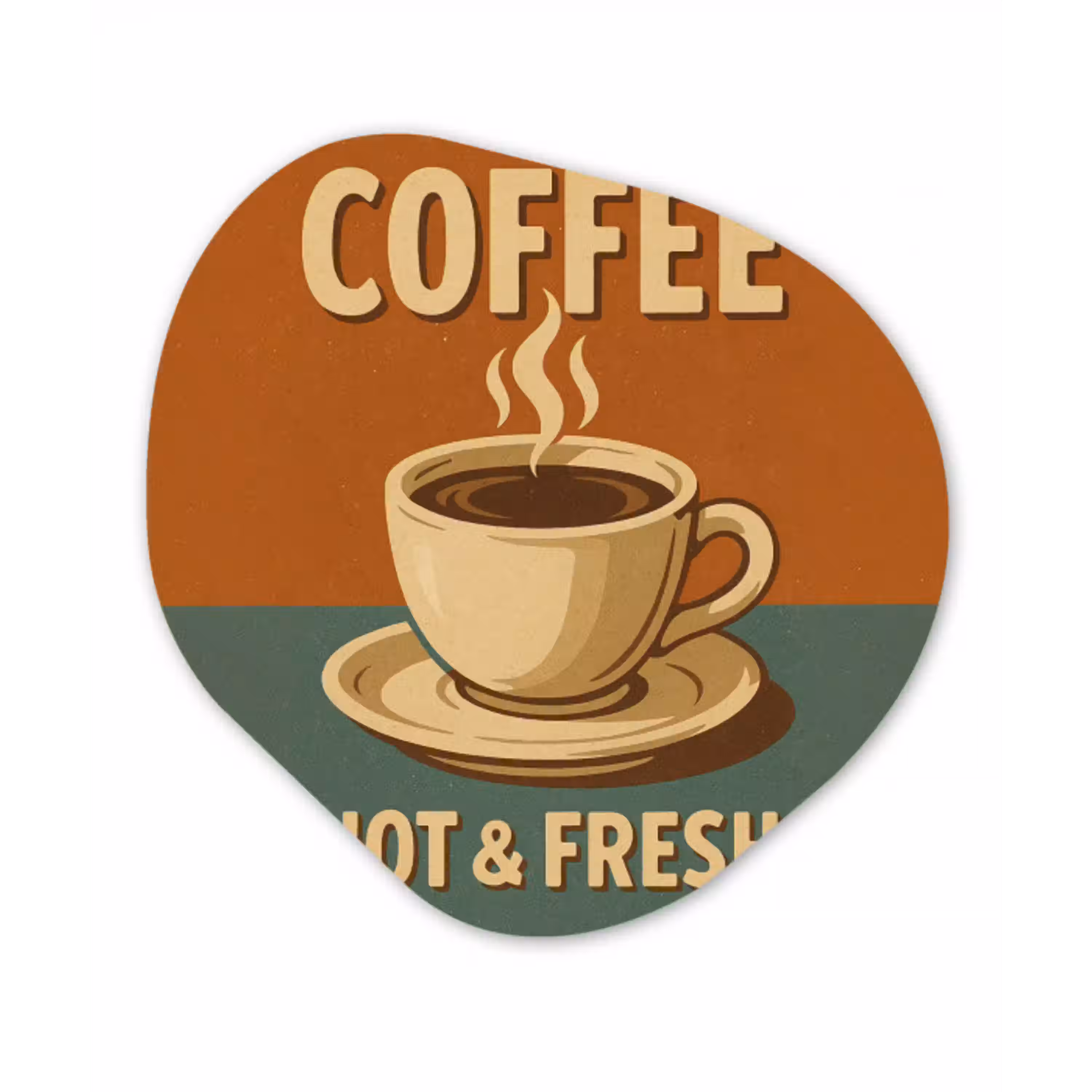 Koffie - Kop - Vintage - Quote Wandcirkel Organisch Forex 3mm klein -3d