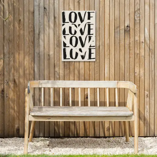 Love - Hart - Beige Tuinposter op houten frame 2 cm dik klein -sfeer4
