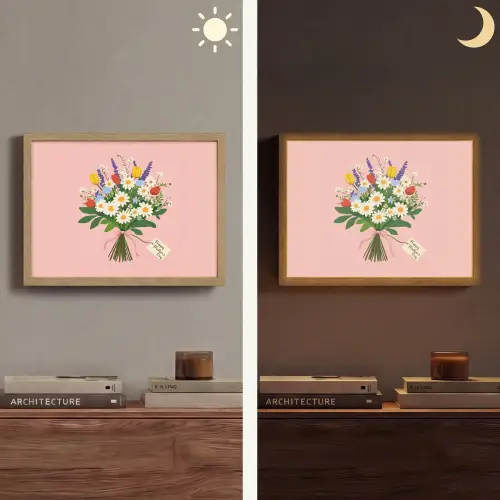 Bloemen - Lint - Kaartje Light Box met batterij (Wandlamp) middel -sfeer3