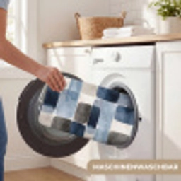 Patroon - Blauw - Vierkanten Badmat klein -USP_WasbaarDE