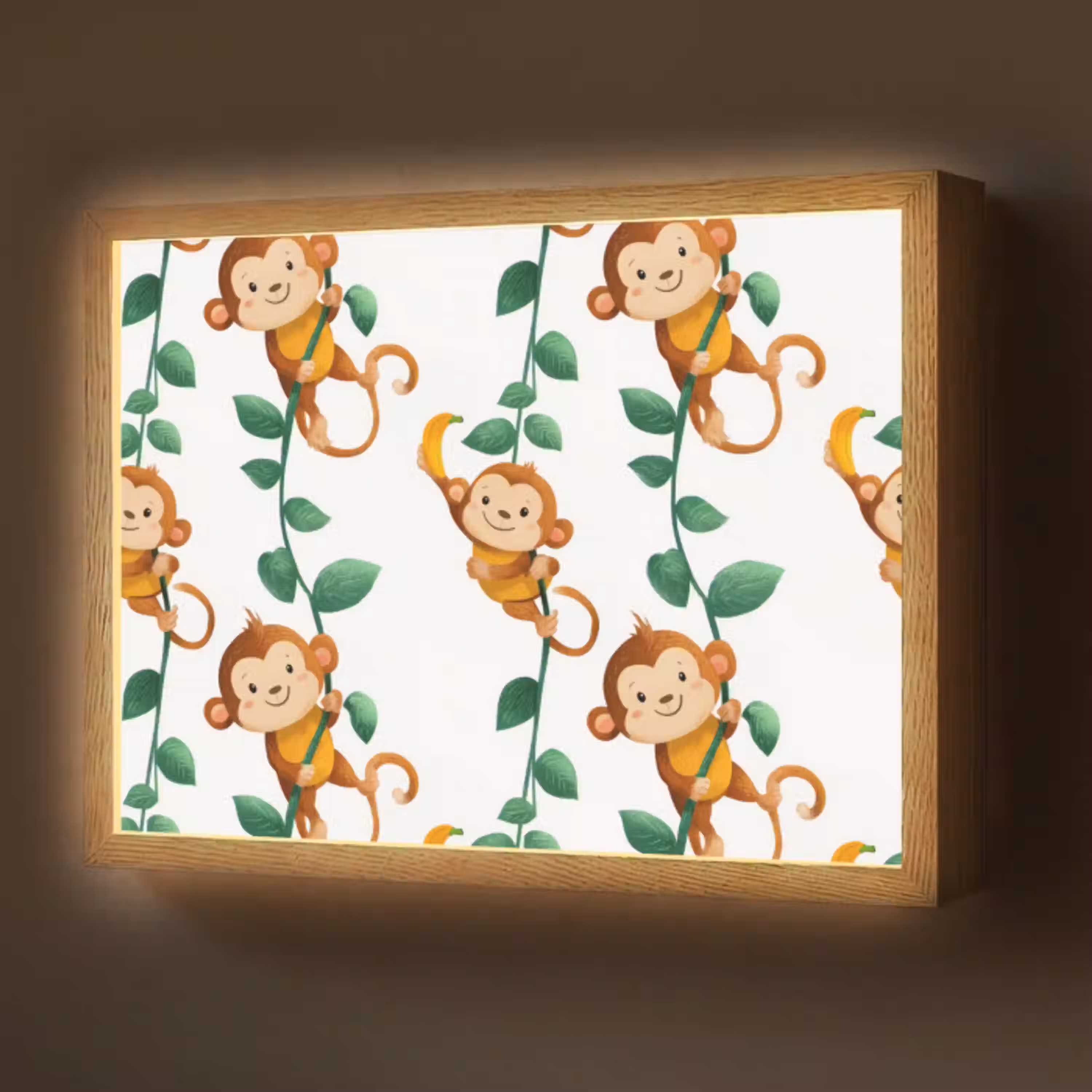 Apen - Lianen - Kleurrijk Light Box met batterij (Wandlamp) middel 907 -z3d_website