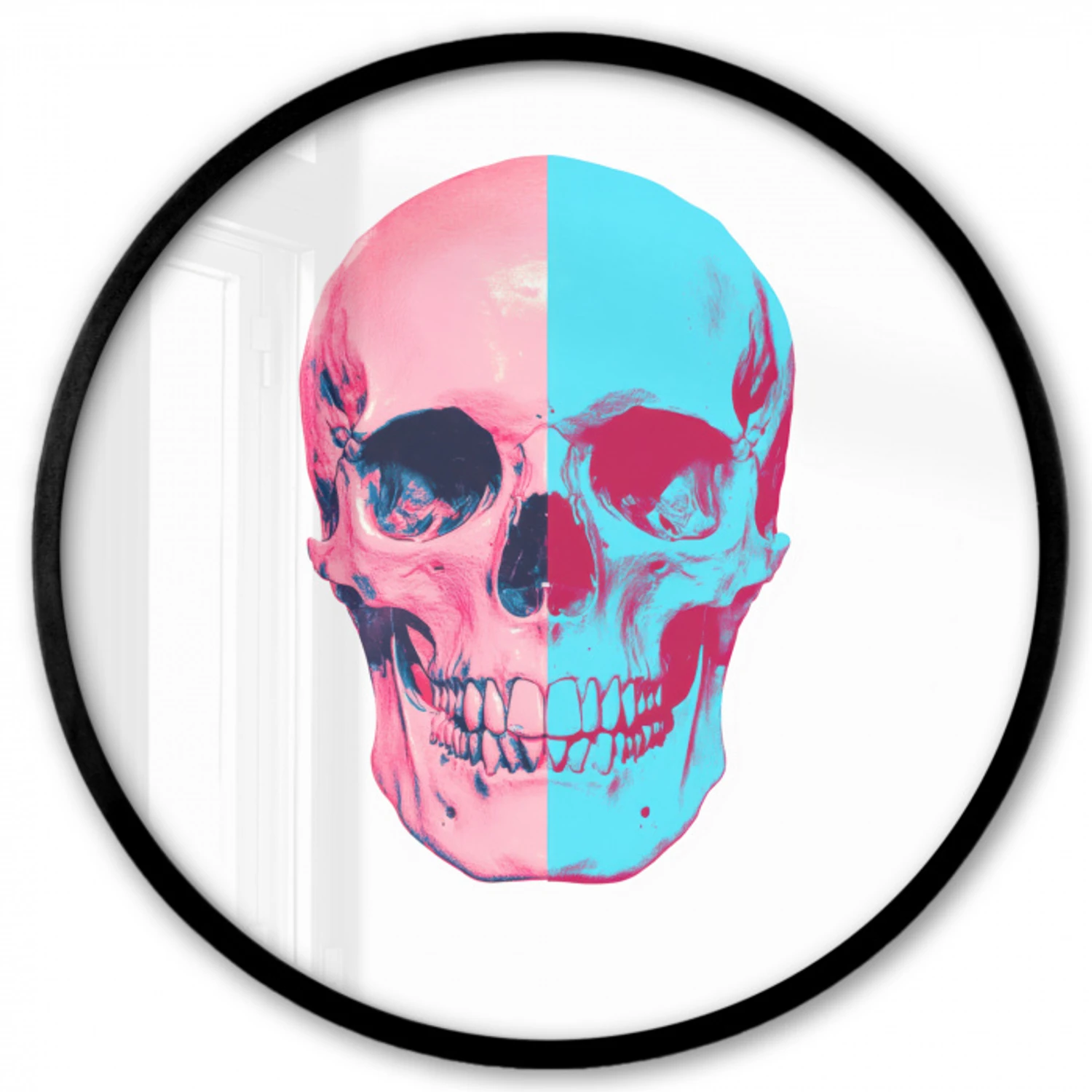 Schedel - Grafisch - Roze - Verdeeld Fotolijst rond zonder passe partout klein -3d