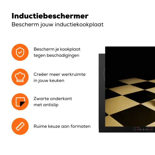 Koningin - Schaakstuk - Geblokt - Goud Inductie beschermer vinyl 3mm klein -zzzzzzz-td-ups