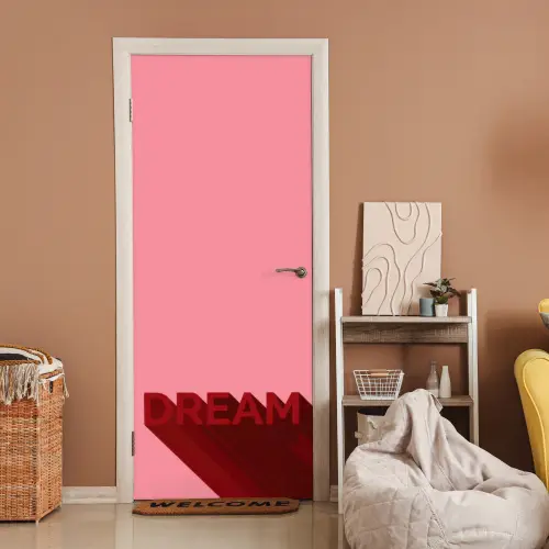 Dream - 3D - Rood - Roze deurposter klein -sfeer1