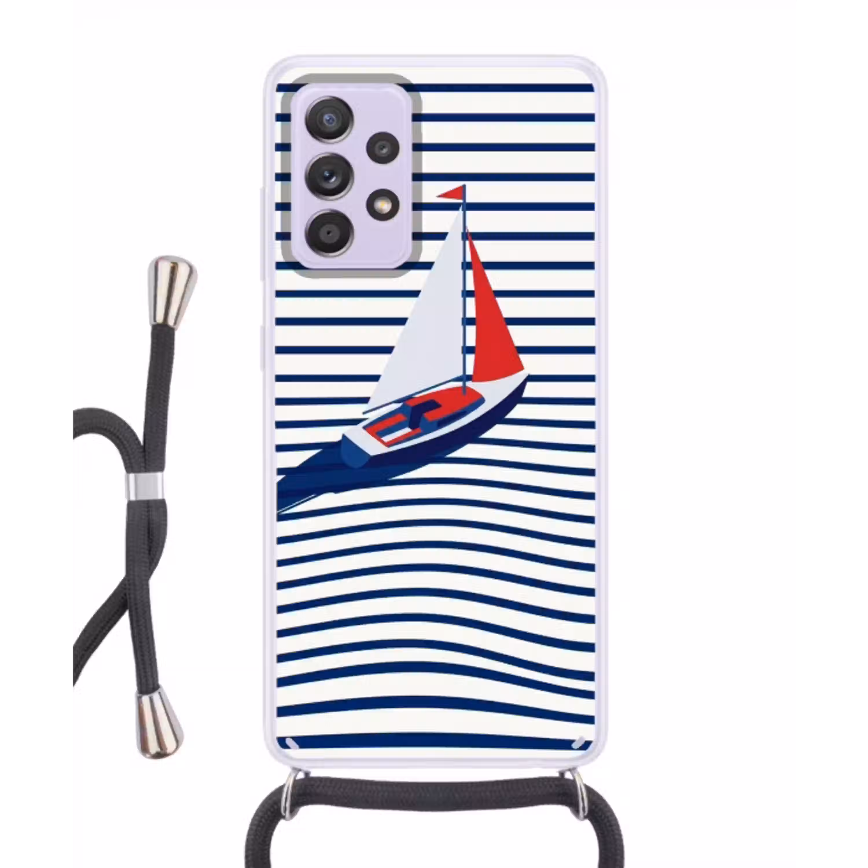 Boot - Water - Abstract - Blauw Hoesje Samsung Galaxy A52 5G met koord klein -3d