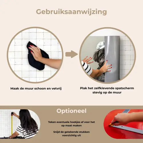 Kokskleding - Zwart - Hondje keuken achterwand spatscherm klein -gebruiksaanwijzing_NL
