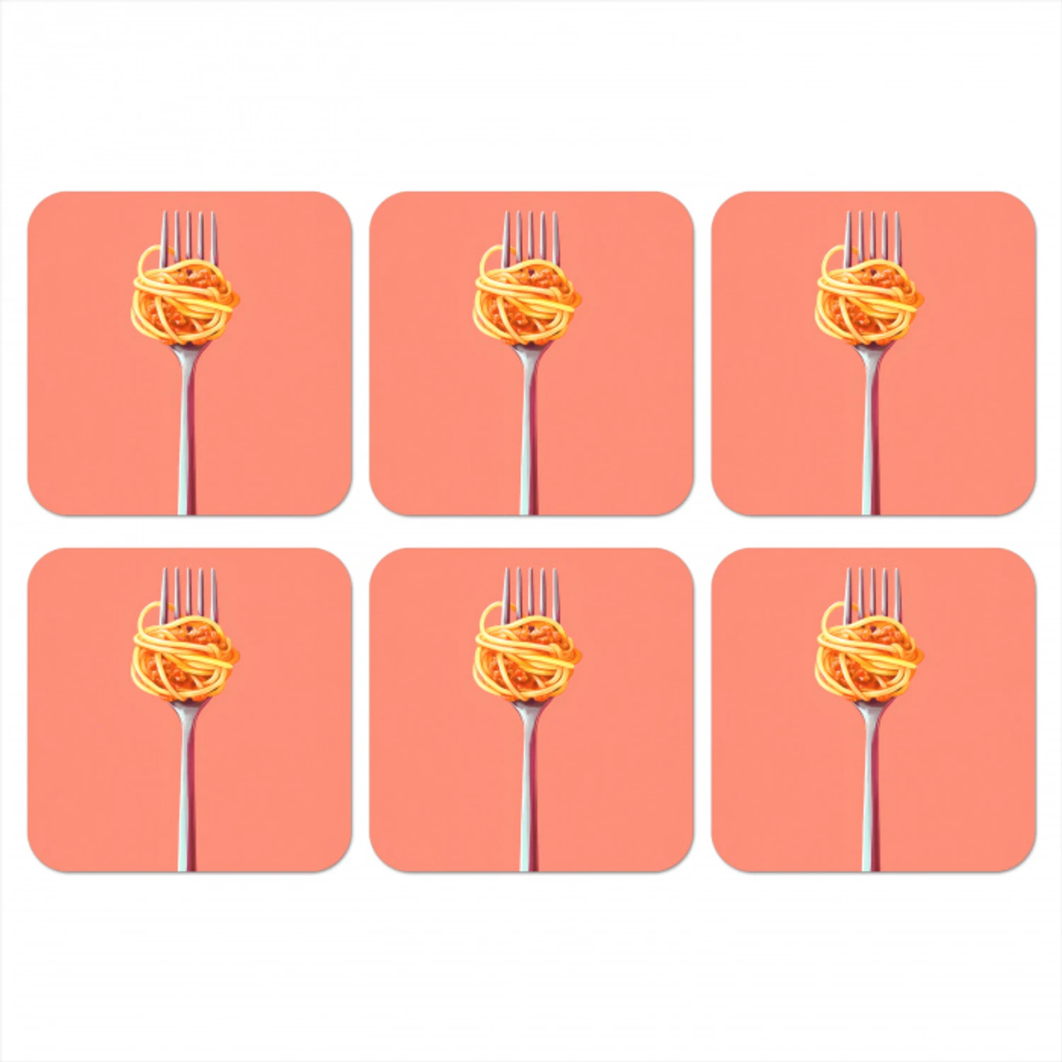 Vork - Spaghetti - Artistiek - Roze onderzetter kurk middel -3d
