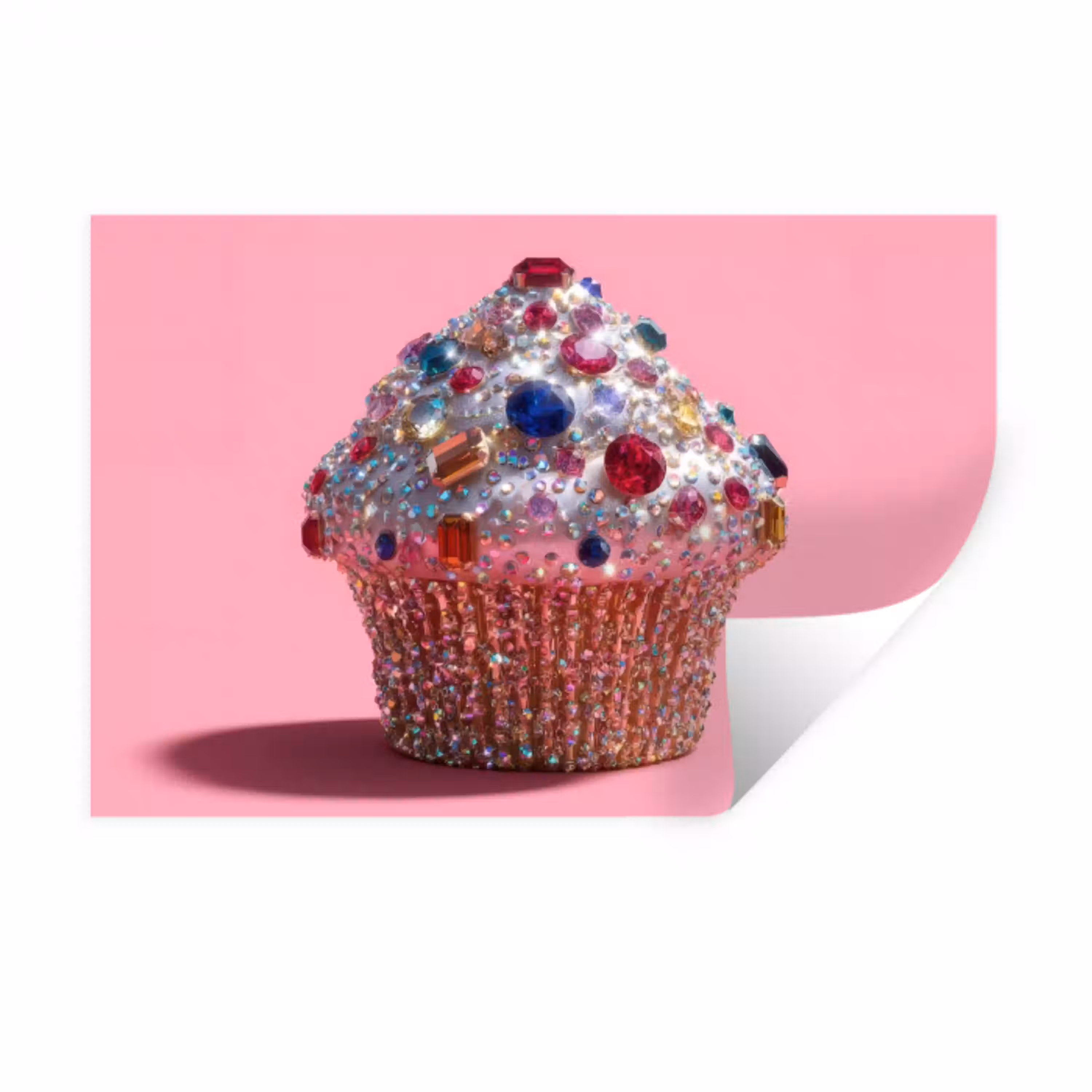 Cupcake - Kleurrijk - Edelstenen Muursticker klein -3d