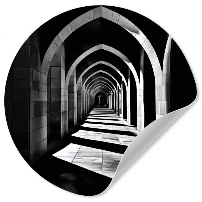 Gang - Bogen - Schaduw - Diepte Wandcirkel behangsticker klein -3d