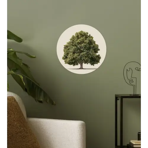 Eikenboom - Groen - Lichte achtergrond Wandcirkel behangsticker klein -sfeer2