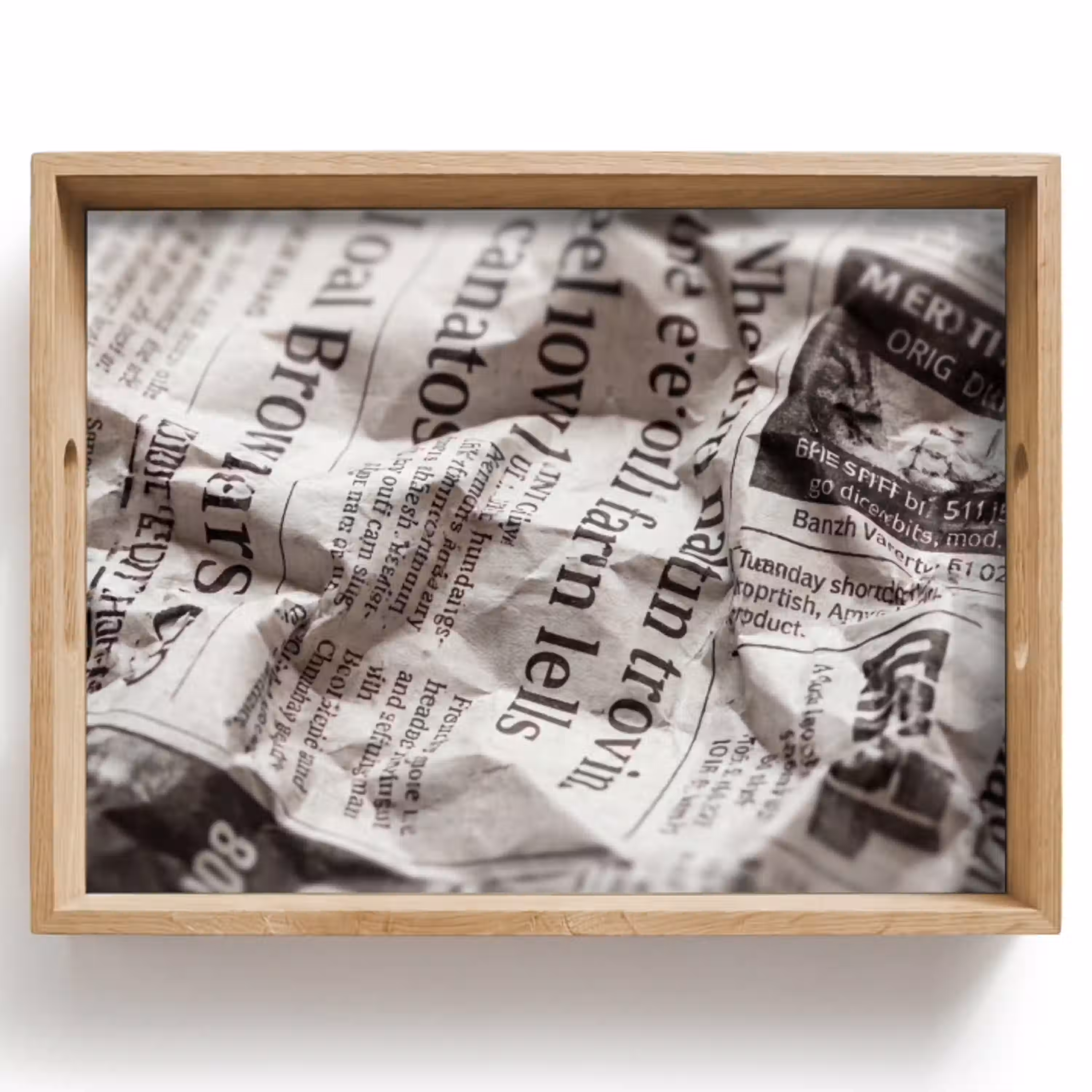 Krant - Gekreukeld - Textuur - Vintage - Zwart-wit Dienblad Rechthoek middel -z3d_shopping