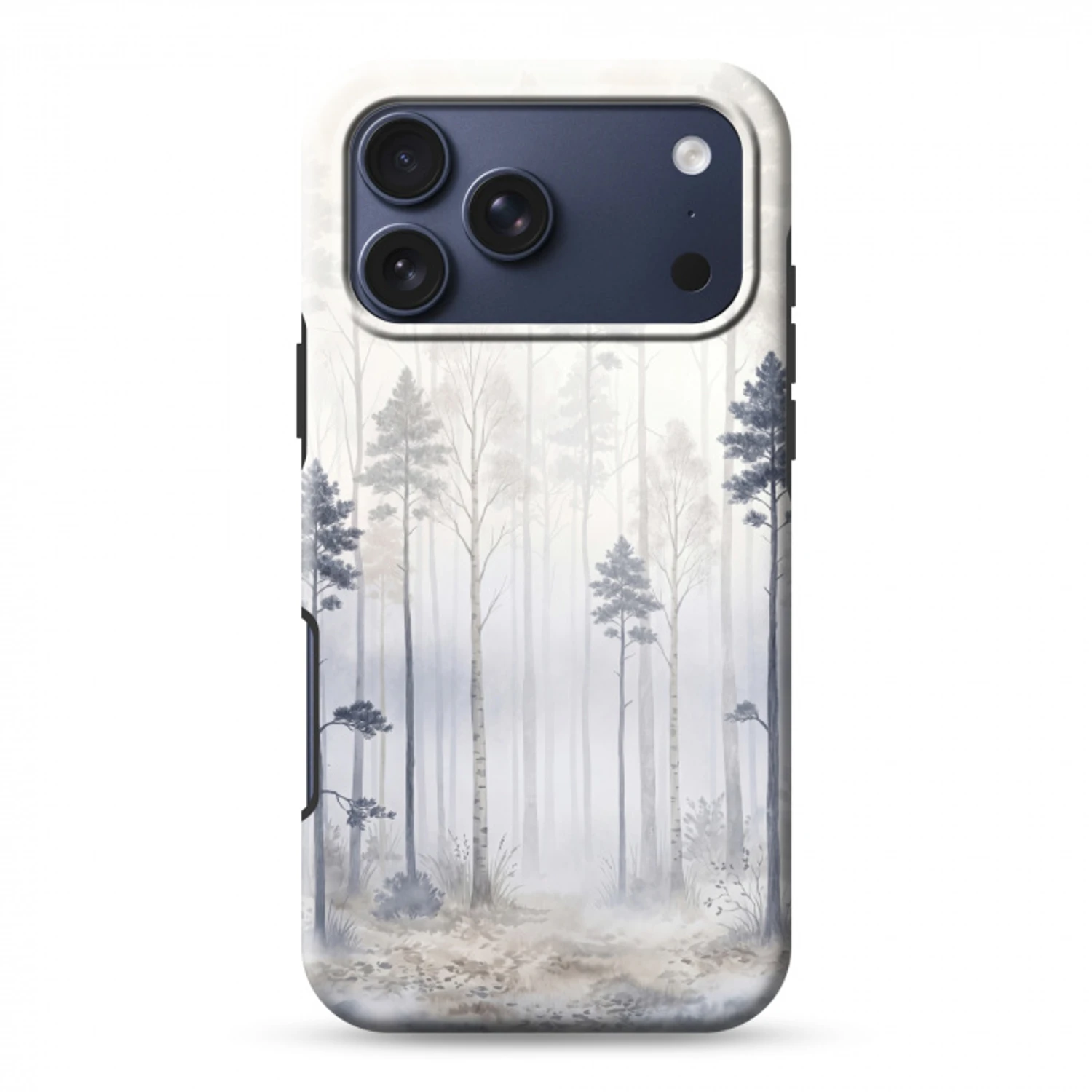 Bos - Bomen - Mist - Natuur - Illustratie - Grijs Toughcase MagSafe Apple iPhone 17 Pro Max klein -3d