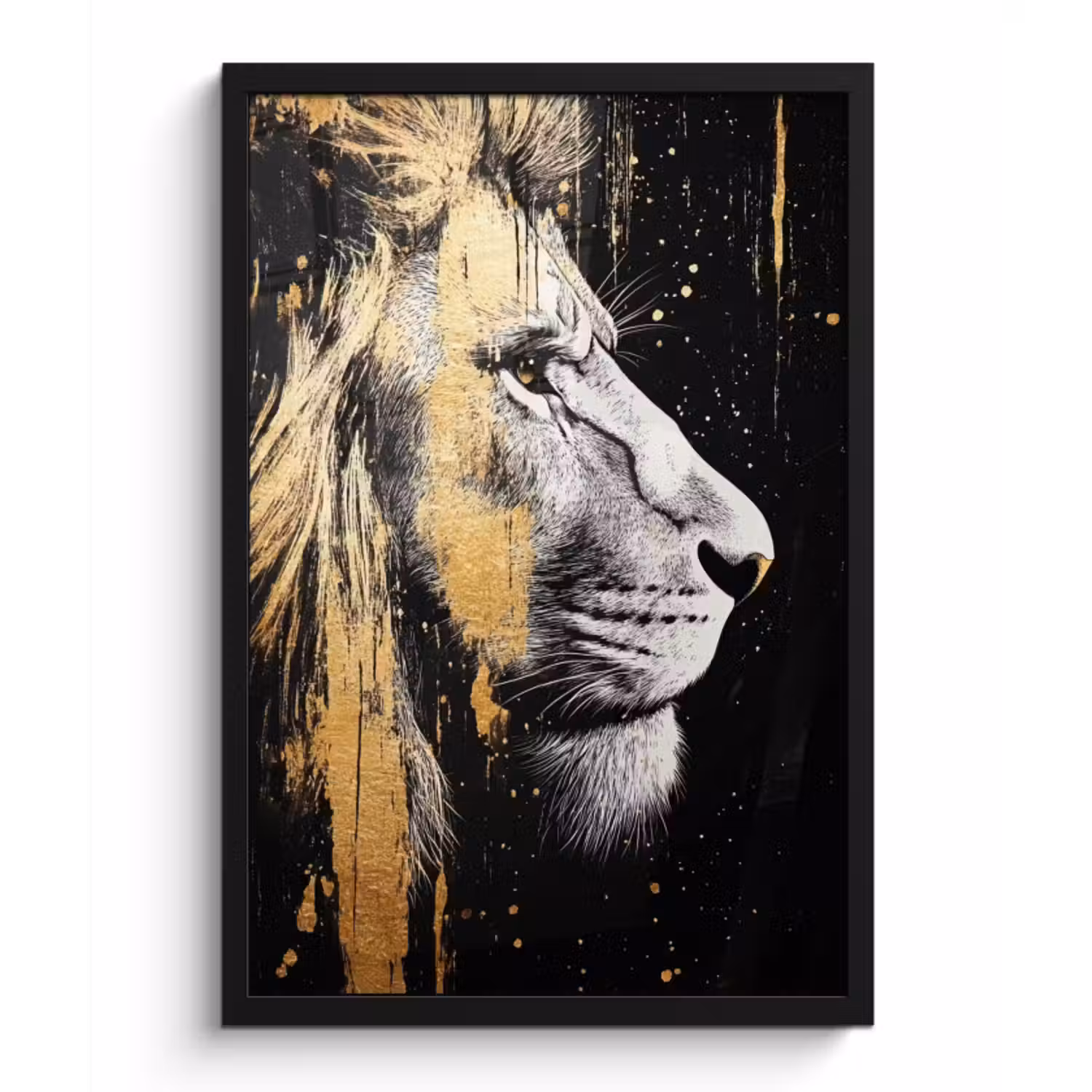 Poster met lijst - Portret - Leeuw - Abstract - Goud