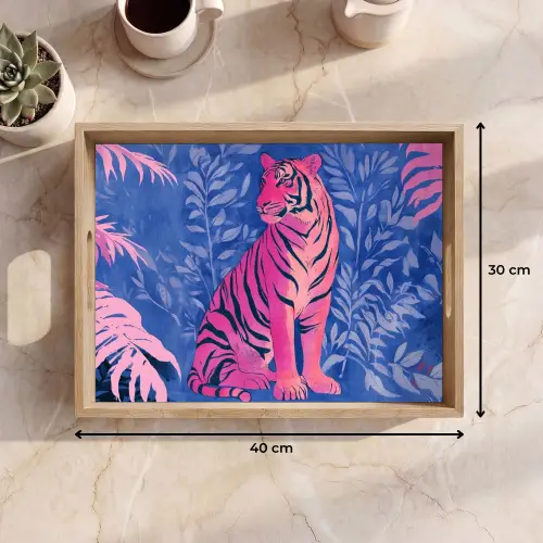 Tijger - Roze - Bladeren - Jungle Dienblad Rechthoek middel -USP_Formaat