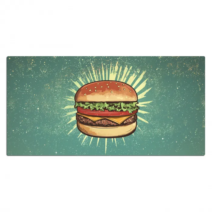 Hamburger - Illustratie - Sla - Kaas Muismat XXL klein -3d_leeg