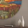 Zonnebloem - Mozaïek - Zonsondergang - Geel Akoestische PET Vilt - Rond klein -sfeer5_closeup