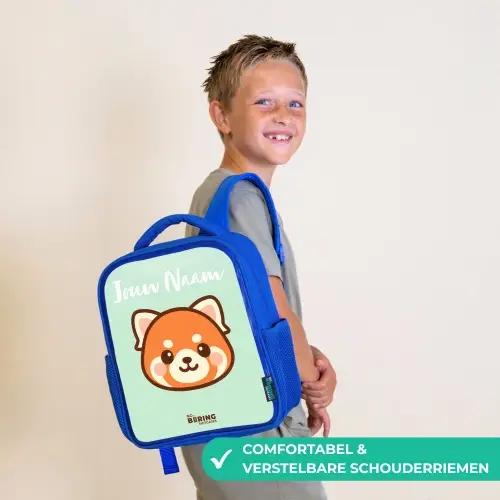 Kawai - Rode panda - Groen Kinderrugzak - Blauw middel -sfeer3_NL